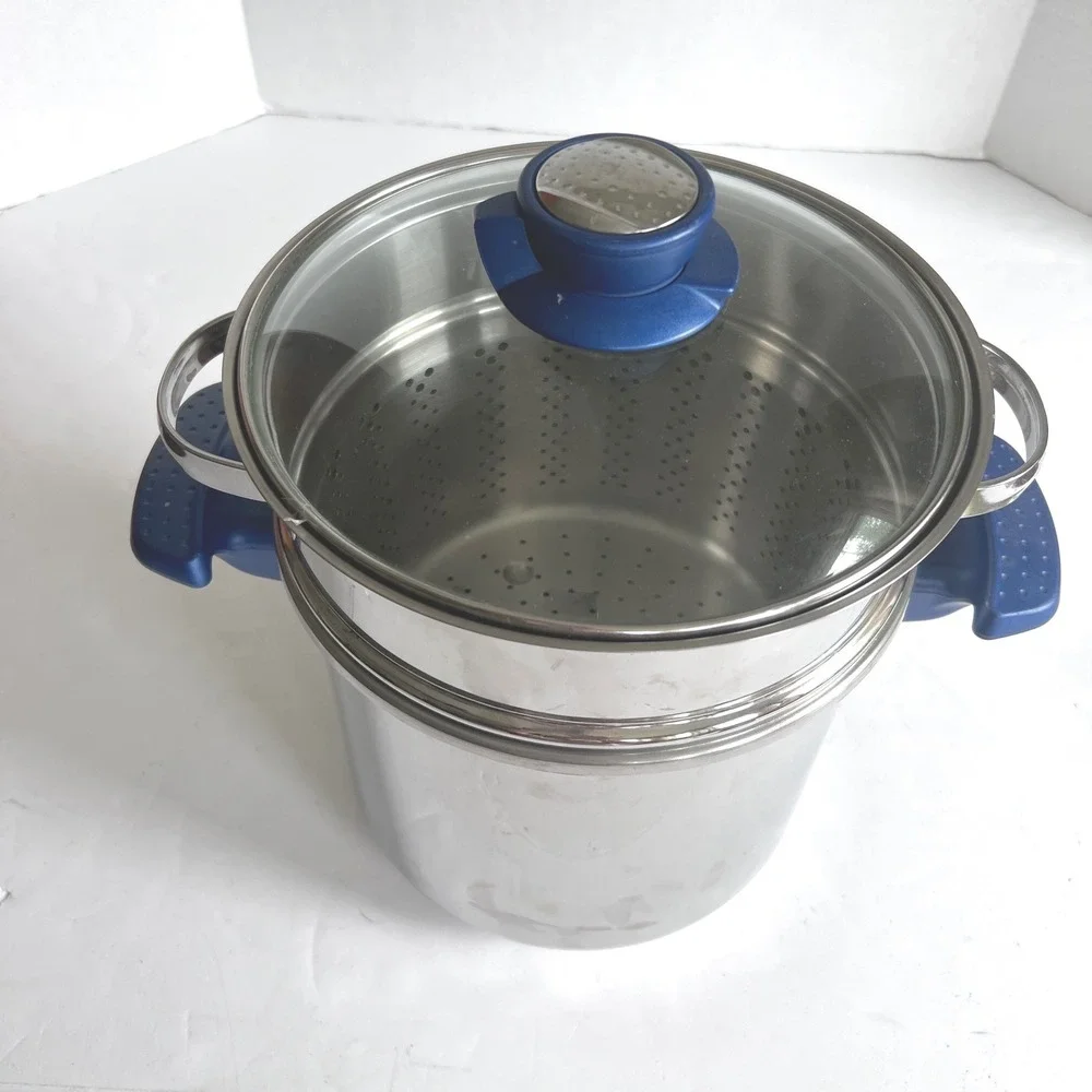 VTG T-Fal SEB Diffusal 7.5L Stainless Steel Steamer Stock Pot France 3 Pc Set